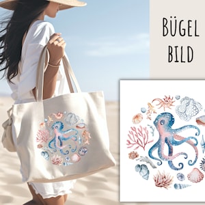 Iron-on image sea creatures, maritime image for ironing on, sea creatures for ironing on, shells, corals, crab, seahorse, SKU 5.000.385