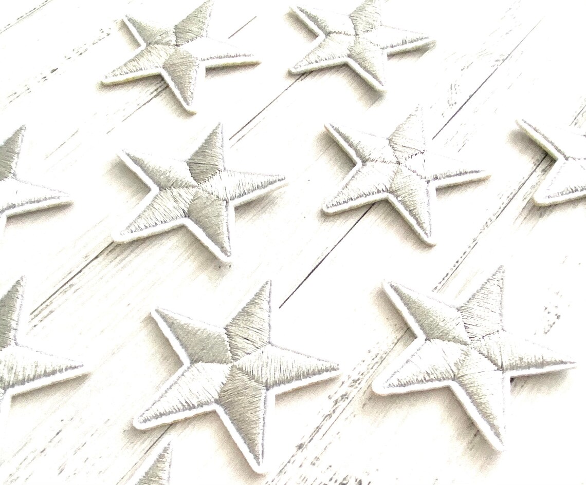 10 silver stars for ironing on star applique iron-on | Etsy