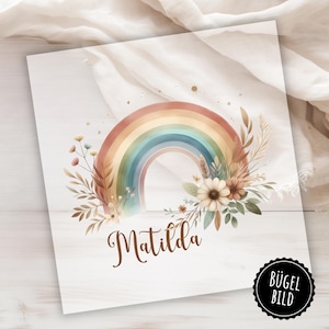 Iron-on rainbow for school cone or birthday, boho rainbow with name to iron on
