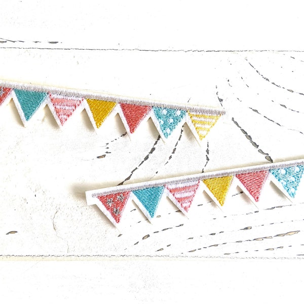 2 pennant chains for ironing, pennant border, application, patch, ironing picture, press, border ironing picture, colorful pennant, children's ironing picture