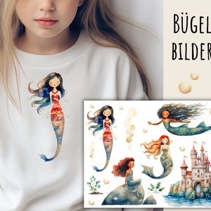 Iron-on patches mystical mermaids, cute mermaid to iron on, watercolor to iron on, cute iron-on patches for mermaids, SKU 5.000.525
