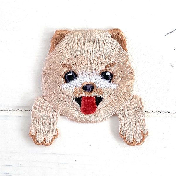 Pomeranian application for ironing or sewing, dwarf spitz puppy as patch, motif approx. 4 cm tall, dogs, poms, spitz, kleinspitz