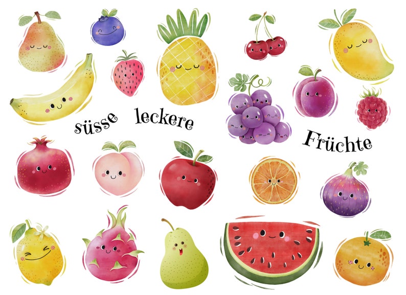 Iron-on patches fruits with face, cute fruit to iron on, apple, banana, melon, lemon, strawberry to iron on, 20 iron-on patches image 2