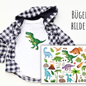 Iron-on dinosaur patches, dino iron-on patches, watercolor dinosaur iron-on patches, 50 iron-on patches for children, SKU 5.000.507