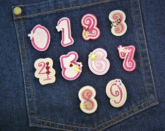 Number 4, application, ironing picture, patch, 4 for ironing, number for ironing, birthday number, pink number, 4th birthday, birthday gift