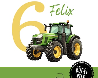 Iron-on birthday patch with tractor, tractor for ironing on, SKU 5000.340