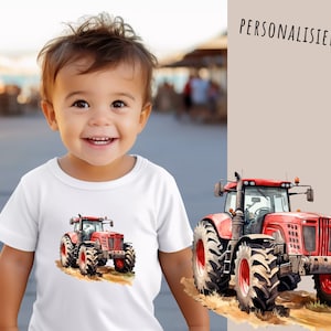 Iron-on picture tractor with name, tractor, iron-on picture name, customizable, individual, iron-on patch, watercolor, farm, agricultural machine image 4