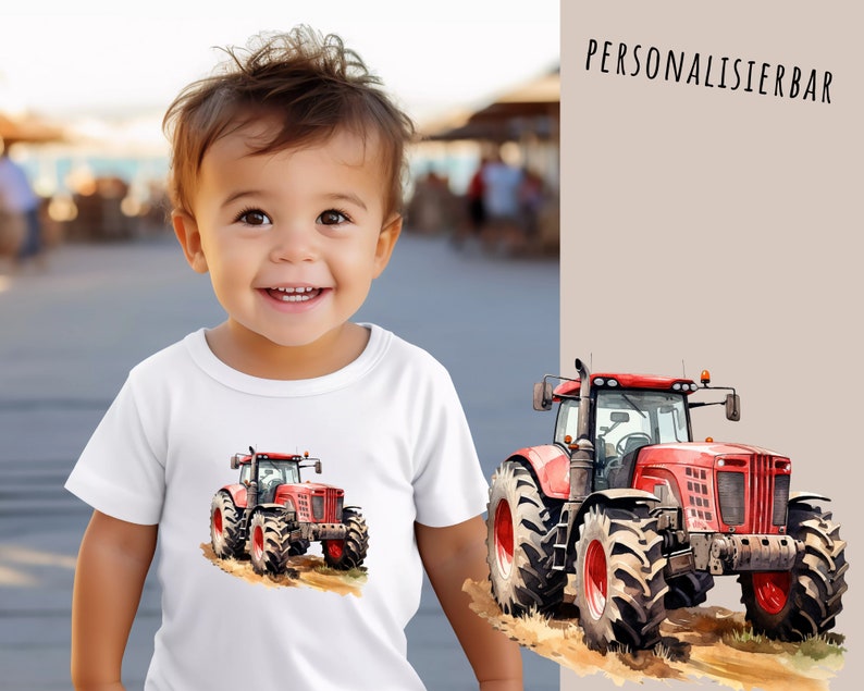 Iron-on picture tractor with name, tractor, iron-on picture name, customizable, individual, iron-on patch, watercolor, farm, agricultural machine image 4