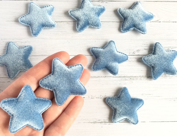10 Velvet Stars in Light Blue Velvet Application for Sewing | Etsy
