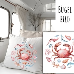 Iron-on image sea creatures, maritime image for ironing on, sea creatures for ironing on, shells, corals, crab, seahorse, SKU 5.000.384