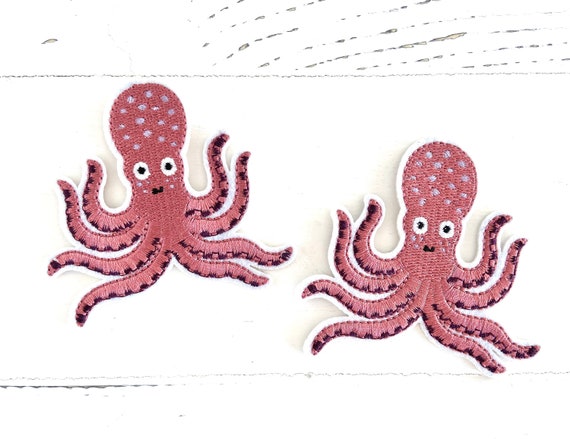 2 Octopus Iron-on Patches, Cute Octopuses to Iron On, Sea Creature