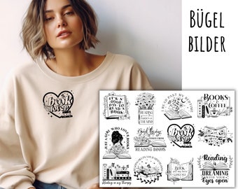 12 iron-on transfers, book love, reading books, bookworm, reading makes you happy, beautiful iron-on sayings, modern, SKU 5.000.052