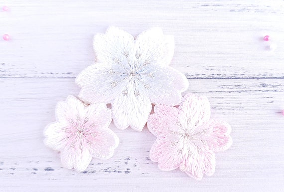 patch 2 flowers for ironing beautiful application ironing picture cherry blossoms white flower floral application in white pink white flower