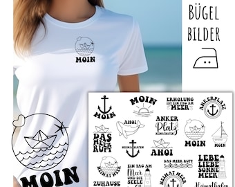 18 iron-on patches "Moin", maritime images for ironing on, SKU 5.000.110