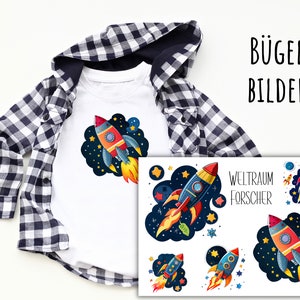 5 iron-on images spaceship, rockets to iron on, space explorer, rocket iron-on patches for children, explore space, SKU 5.000.212