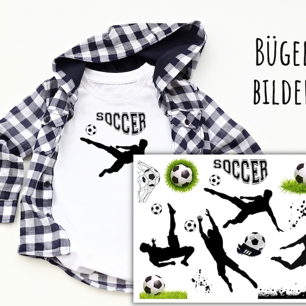 10 Bügelbilder Fußballer, Fußball zum Aufbügeln, Stürmer, Torwart, Fußballspieler zum Aufbügeln für Kinder Bügelbilder für Jungs und Mädchen