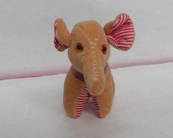 Little Hand Made Plush / Striped Fabric Elephant Pin Cushion w Measuring Tape , Centimetres , Dolls