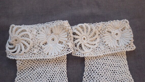 White Crochet Socks with Irish Crochet Tops - image 2