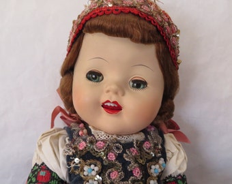 Vintage Large 21" Hungarian Doll in Embroidered Sarkozi Folk Costume