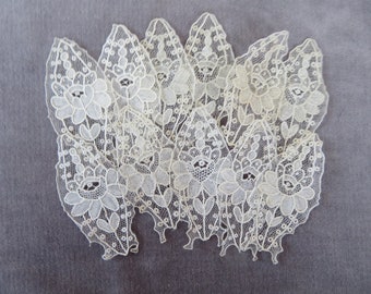 Unused Set 11 Point de Gaze Lace Appliques , Pointed, Suitable For Large Doll