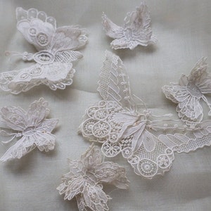 6 Point de Gaze Lace Butterflies & French Whitework Embroidery on Sage Green Silk Lingerie / Veil Holder  ,  Boudoir , Bridal