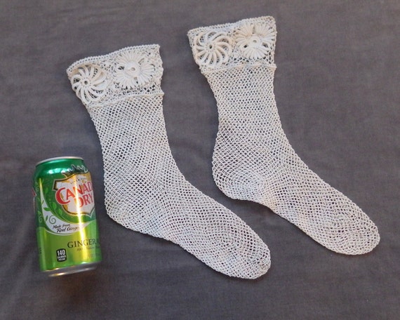 White Crochet Socks with Irish Crochet Tops - image 5