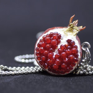 Pomegranate necklace love present, Hanukkah gifts, Hades and Persephone pendant, botanical jewelry fertility gift, Armenian fruit charm