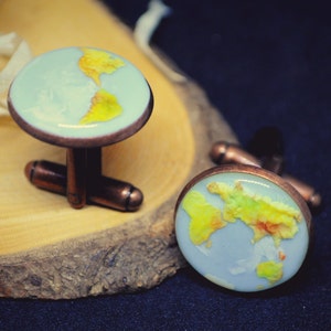 Globus-Manschettenknöpfe, Weltkarten-Reise-Schmuck, Geschenk für Reisende, Herren-Geografie-Geschenk, Rund-um-die-Welt-Karten-Schmuck, Earth-Day-Reise-Thema