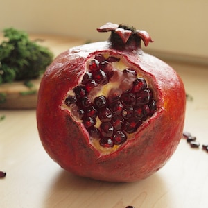 Pomegranate fruit home décor sculpture, Persephone decorative realistic home decorations, fake faux artificial, Judaica Hannukah gifts