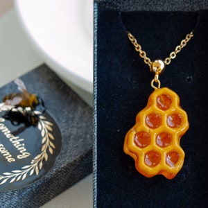 Dripping Honeycomb Pendant: Gold Plated Bee Necklace