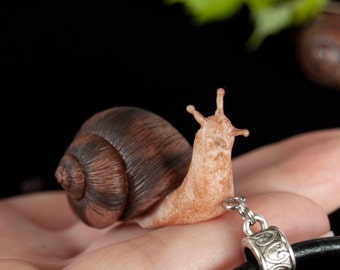 Realistic snail pendant, miniature forest jewelry, snail woodland necklace, nature lover gift, slug antenna insect charm, Ramshorn figurines