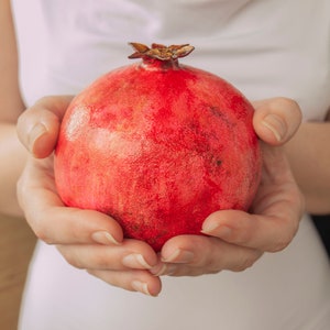 Pomegranate fruit home decor, Persephone decorative realistic Greek mythology gift, artificial Judaica fake fruit, Armenian faux pomegranate