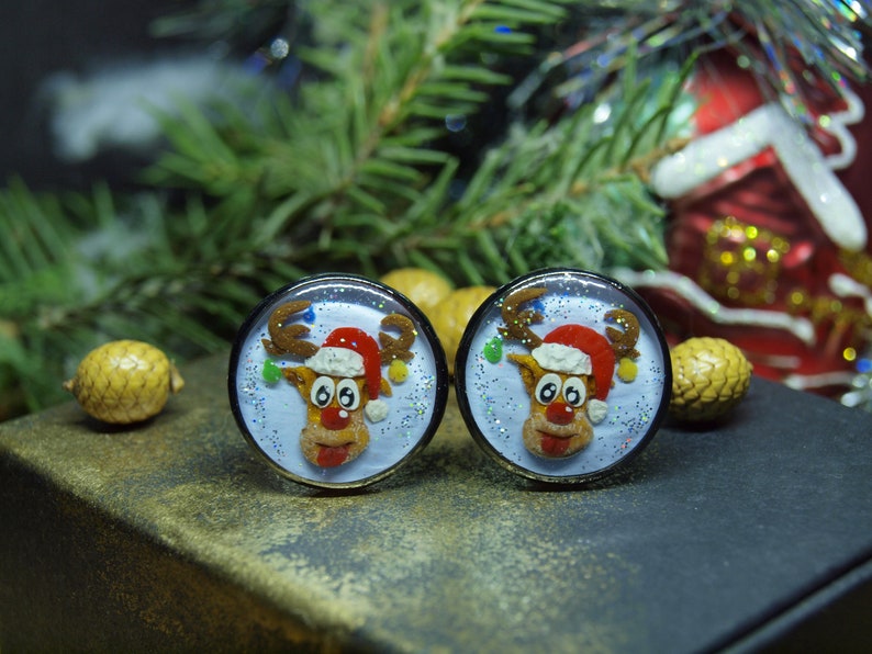 women/'s suits accessories xmas winter jewelry Rudolph reindeer Christmas cufflinks cuff links for boss male stocking stuffer gift