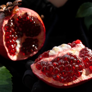 Pomegranate sculpture fruit slices, Persephone decorative realistic home gift, artificial fake Judaica Hannukah gifts, faux pomegranate