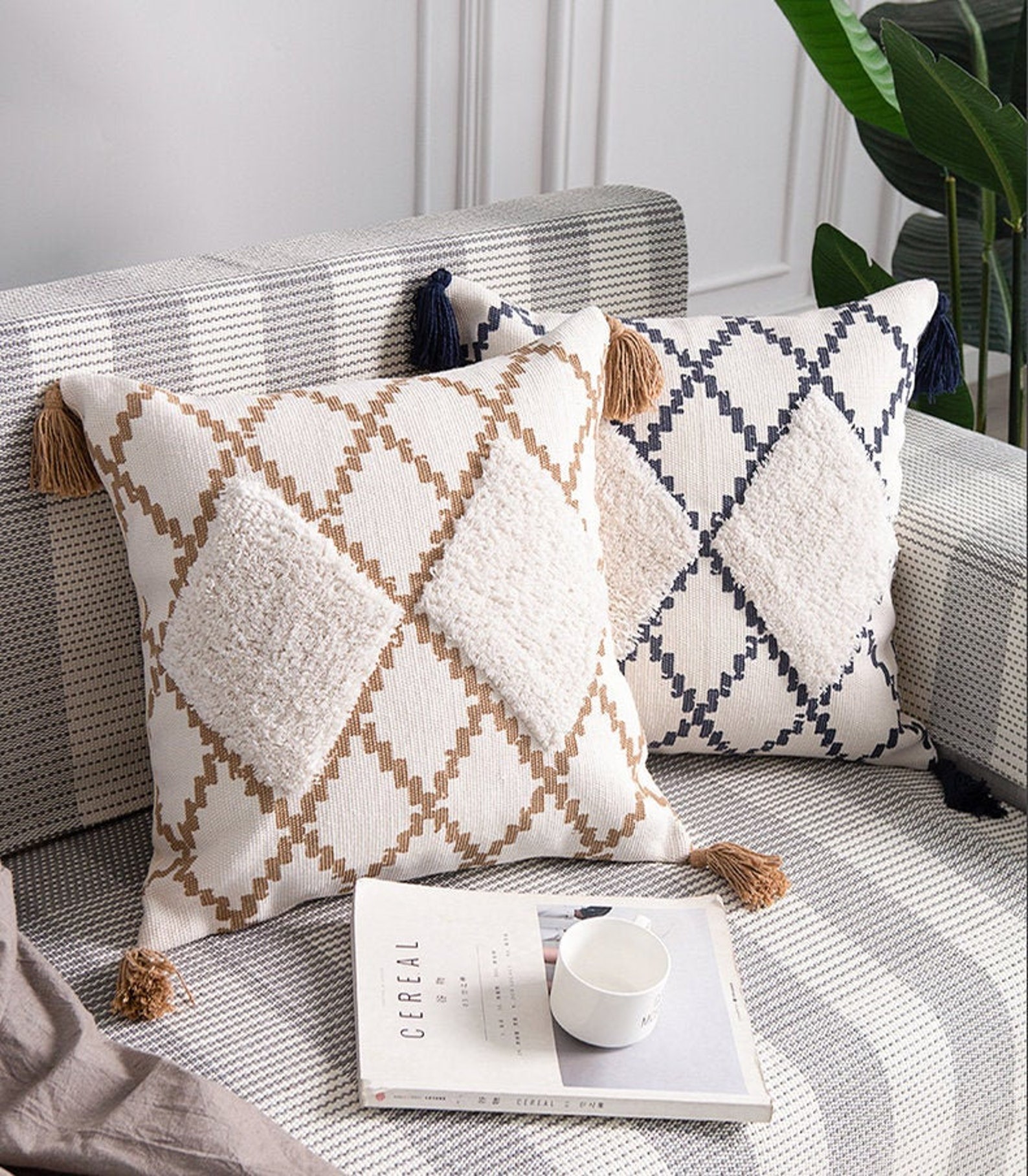 Cotton Tufted Cushion Cover 18 x 18 100 Cotton Etsy