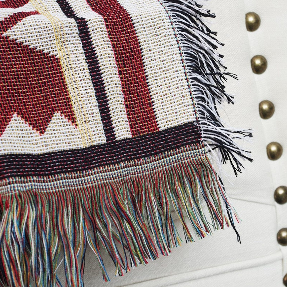 Tapestry Throw Blanket Boho Throw Blanket Woven Fringed Etsy