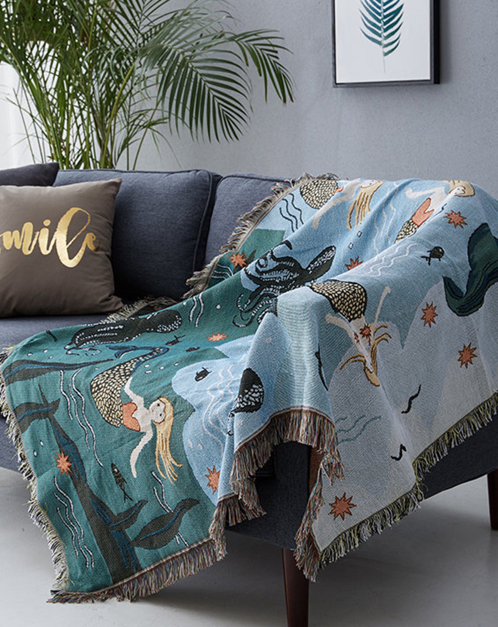 Mermaid of the Ocean sofa blanket Luxury ThrowCozy Nap Throw Etsy