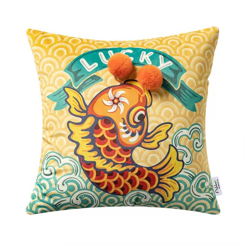 Embroidery Traditional Chinese Lucky Koi Fish Pillows Folk Etsy
