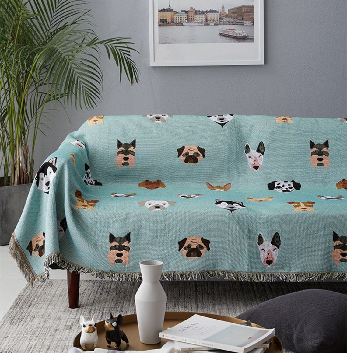 Dog Face Blanket Doggy Decor Furniture Throw Picnic Etsy