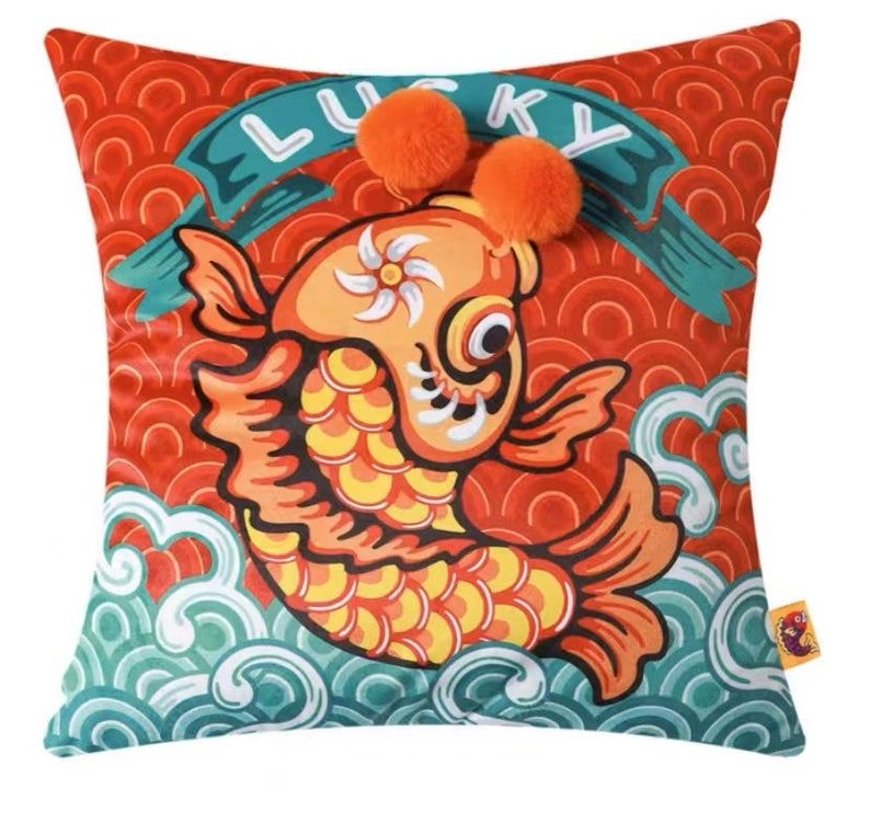 Embroidery Traditional Chinese Lucky Koi Fish Pillows Folk Etsy