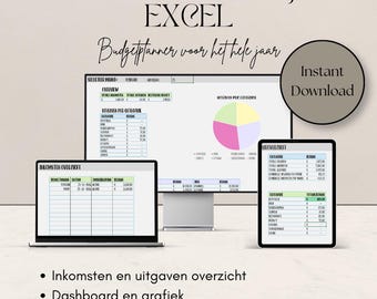 Huishoudboekje Excel Nederlands – Budgetplanner op basis van salaris – Jaarbudget Template met Spaardoelen en Dashboard