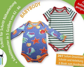 eBook baby body sewing instructions + pattern 62-86