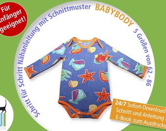 eBook baby body sewing instructions + pattern 62-86