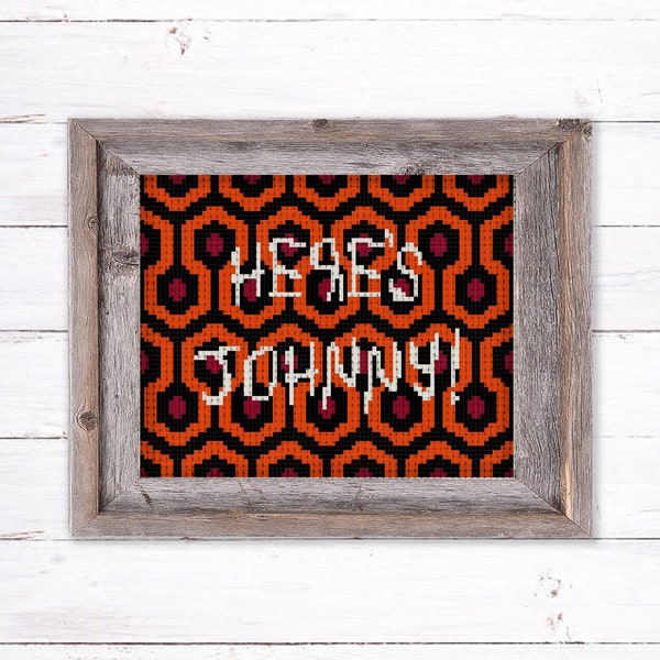 Here's Johnny Cross Stitch Pattern - The Shining Stephen King Redrum Horror Movie Decor Shining Carpet Twins Halloween DIY Embroidery Decor