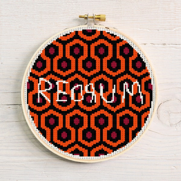 Redrum Cross Stitch Pattern - Downloadable PDF - Stephen King - The Shining - Horror Movie Decor - DIY Embroidery - Overlook Hotel Art