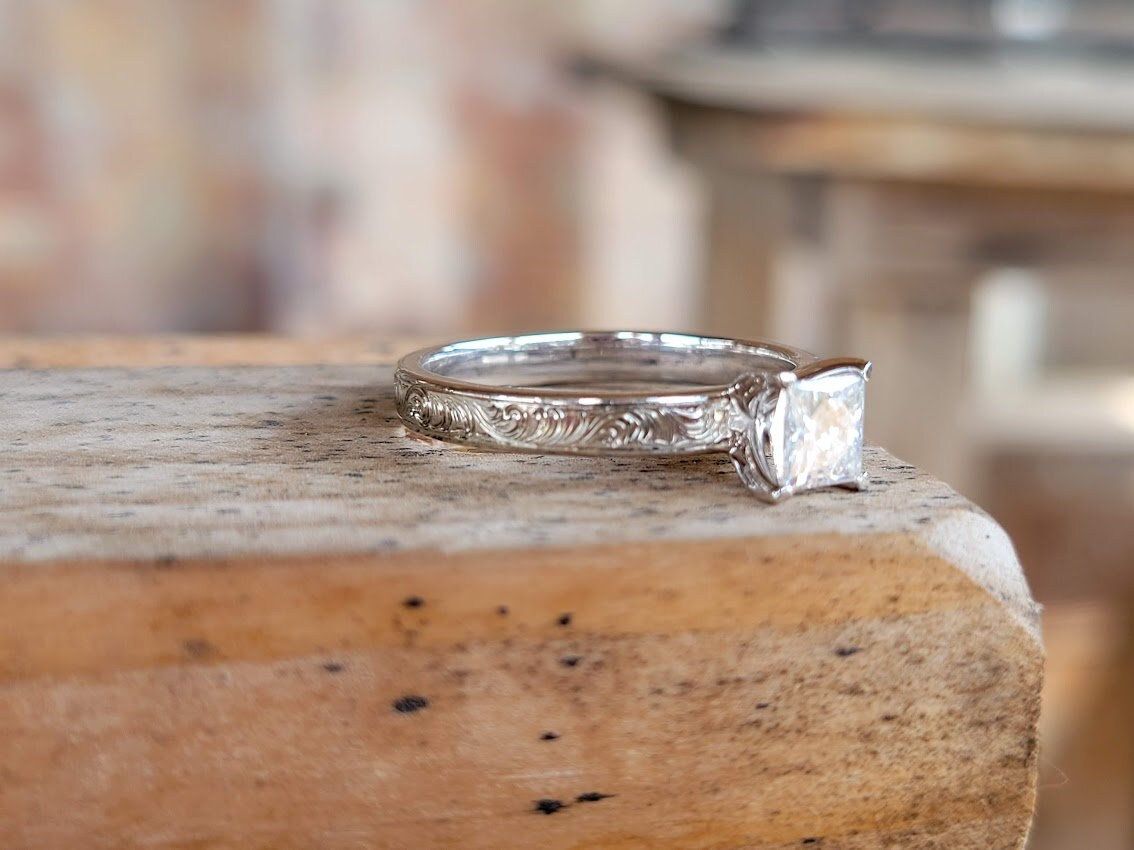 The Talia: Moissanite and 10K White Gold Engagement Ring