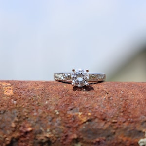 The Talise: (Moissanite) 10K White Gold Round Engagement Ring, Western Engagement Ring, Cowgirl Ring, Western Wedding Ring
