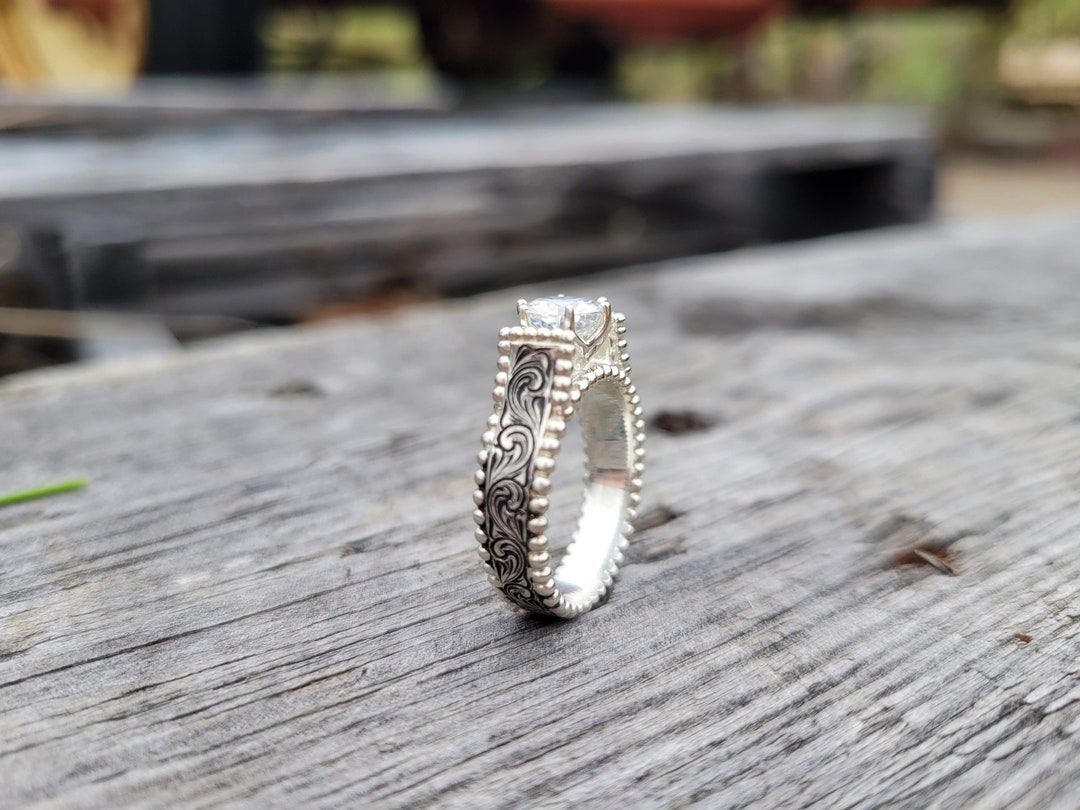 The Taylor Western Engagement Ring Cowgirl Wedding Rings Sterling Silver Engagement Ring Unique Handmade Engagement Ring Etsy Canada
