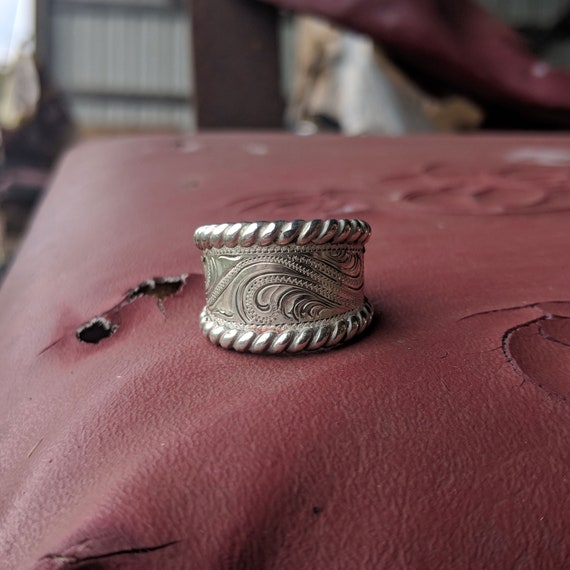 Sterling Silver Engraved Ring Western Jewelry Design RNG00027 by