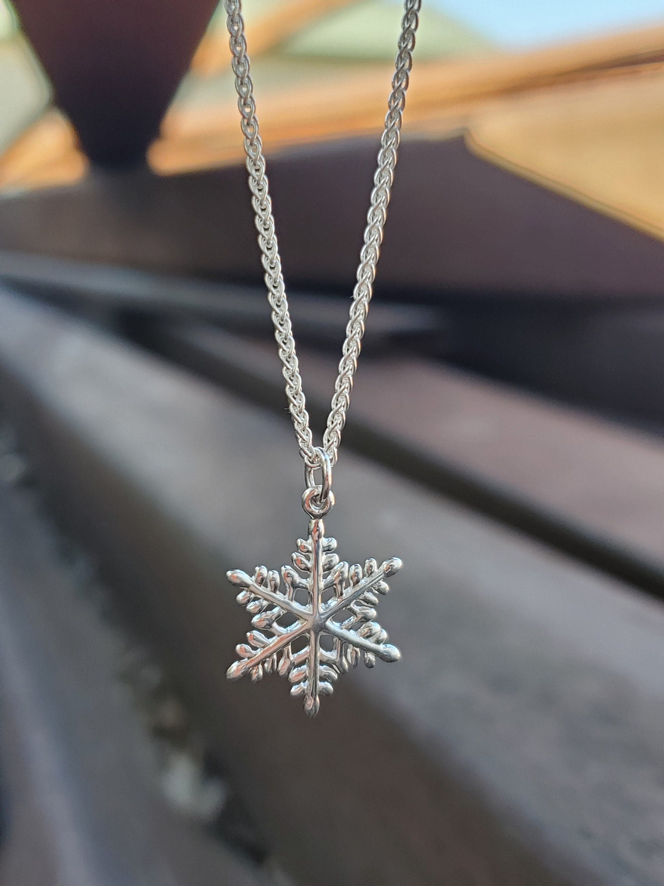 Sterling Silver Falling Snowflakes Pendant 20x15mm